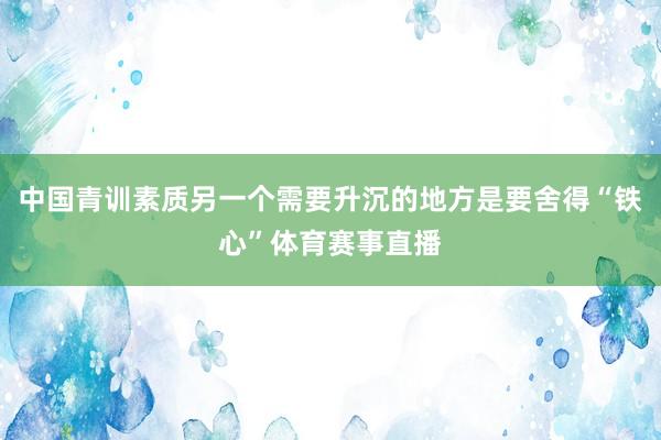 中国青训素质另一个需要升沉的地方是要舍得“铁心”体育赛事直播